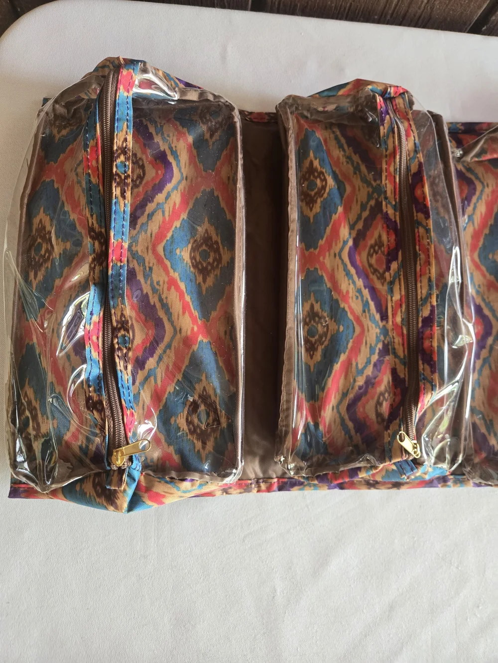 JM New York Colorful Cosmetic Fold Up Train Case - 4 Zippered Pouches